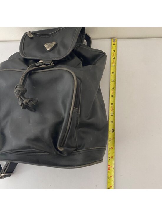 Vintage Guess USA Backpack Flap Bag Pockets Black